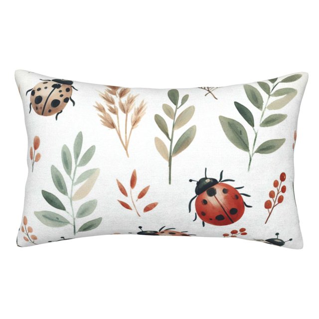Bingfone Watercolor Ladybug for Double-Sided Plush Throw Pillow Cover, Pillow Protector with Hidden Zipper, Cushion Protector Home Decoration (Without Pillow Core)-14"x20"