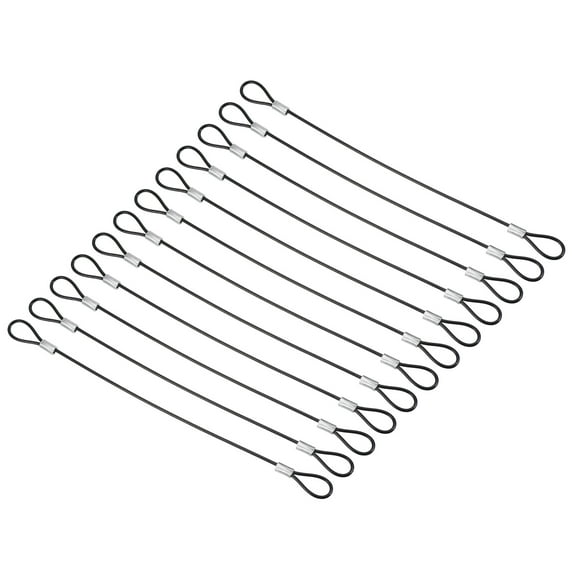 Uxcell 0.6ft Safety Cable Lock 12 Pack Stainless Steel 0.08" Security Wire Rope Black