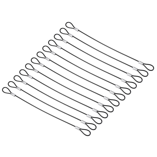 Uxcell 0.6ft Cable de Seguridad con Candado 12 Paquetes de Acero Inoxidable 0.08" Cuerda de Alambre de Seguridad Negra