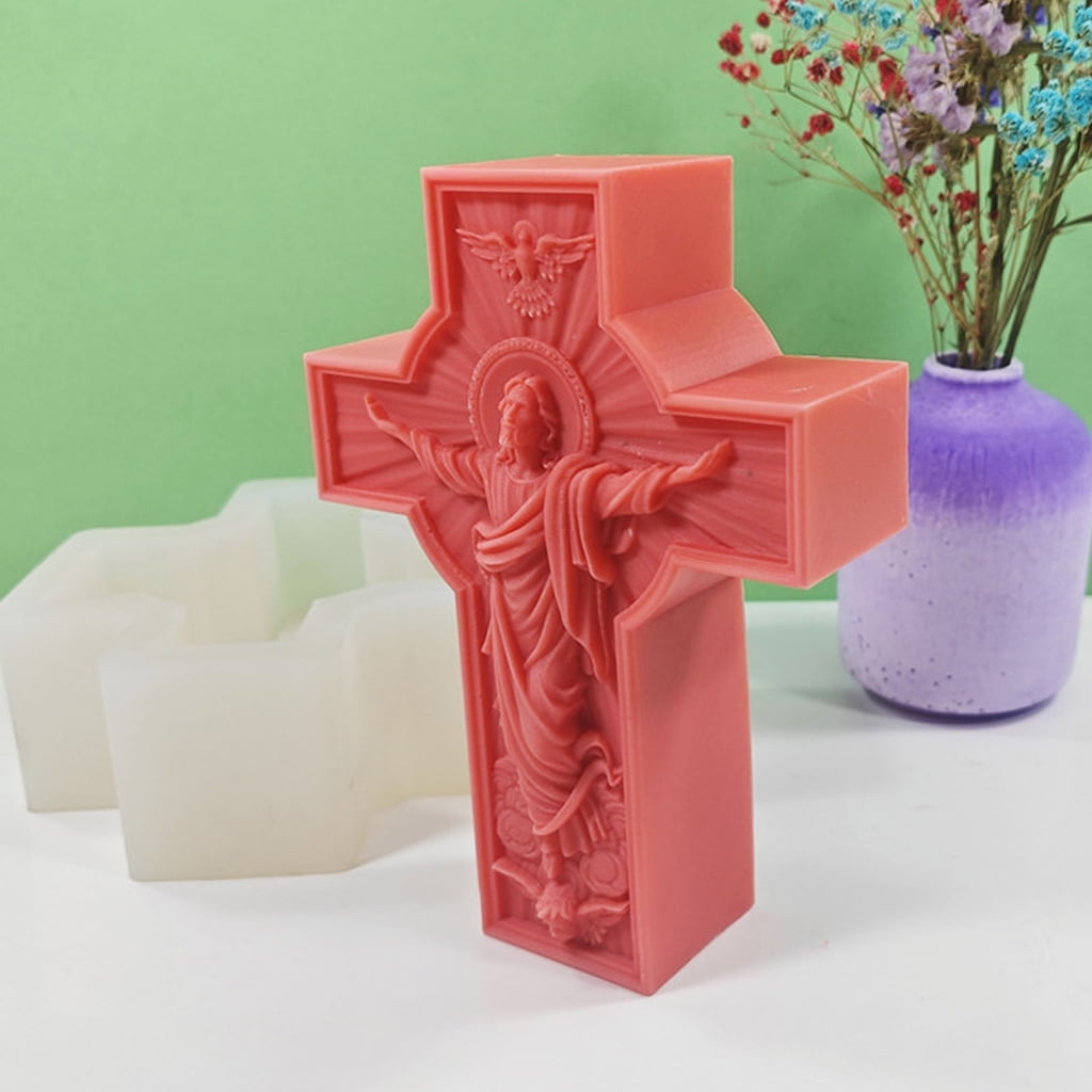 Zorvai Religious Cross Candle Mold Non Stick Easy to Demold