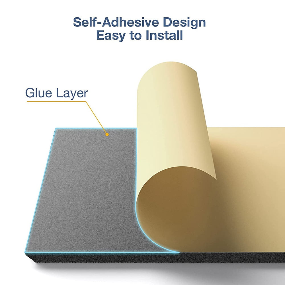 Self-Adhesive Acoustic Panels 12 Pack,12 x 12 x 0.4 inch Sound Proof Padding,Sound Absorbing Panel for Home ,Black