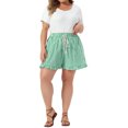 thumbnail image 2 of Agnes Orinda Women's Plus Size Boxer Shorts Ruffle Shorts Elastic Waist Drawstring Summer Casual Lounge Cute Short with Pocket 4X Dark Green, 2 of 6