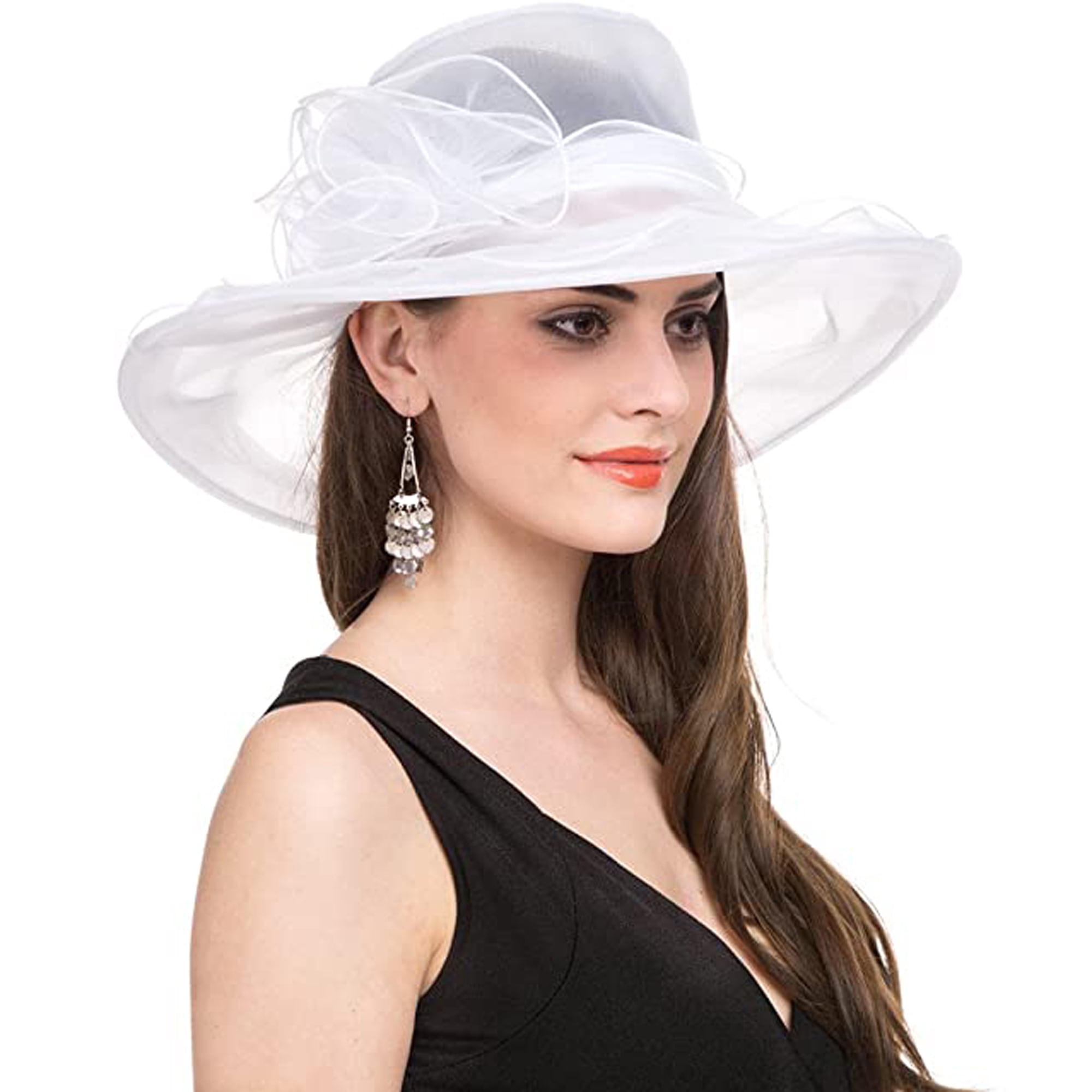 Women Scallop White Hat