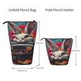 thumbnail image 2 of Xecao Vibrant Bunny Ride Print Telescopic Pencil Bag Pen Holder Pop Up Stationery Case Stand-up Retractable Transformer Bag Standing Organizer, 2 of 6