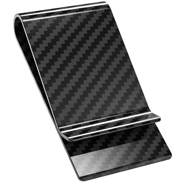 Cartera con bolsillo frontal con clip para billetes Travelambo, fibra de carbono