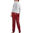 thumbnail image 5 of Franhais 2Pcs Women Pajama Loungewear Set Set Long Sleeve Truck Print Tops Plaid Pants Sleepwear Sets, 5 of 9