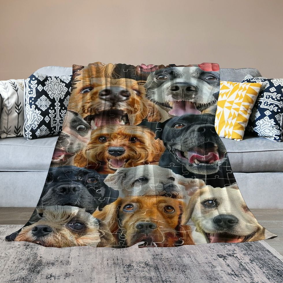Qinduosi  Dog Blanket for Kids Adults, Cute Pomeranian Puppy Animal Pattern Fleece Blanket,Dandie Dinmant Terrier Blanket Sherpa Throw Print Flannel Fleece(King,  Inches)