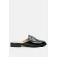 thumbnail image 2 of YASHTA Black Patent Studded Flat Mules, 2 of 6