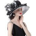 thumbnail image 4 of Women's Derby Church Hat Bridal Tea Party Wedding Party Sun Hat with Detachable Hat Flower as Fascinators, 4 of 5