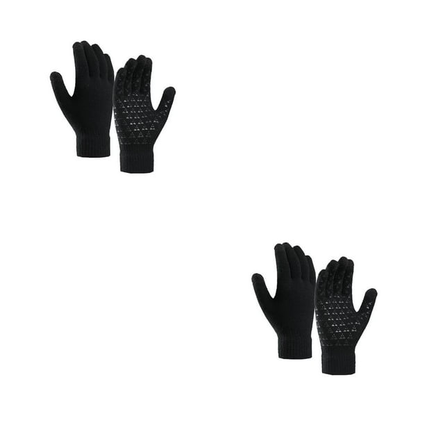 Toystoory 1 par de guantes cálidos de invierno Pantalla táctil Senderismo al aire libre Ciclismo Camping Guantes de punto de algodón negro 23x11cm 2piezas Toystoory CBP139898