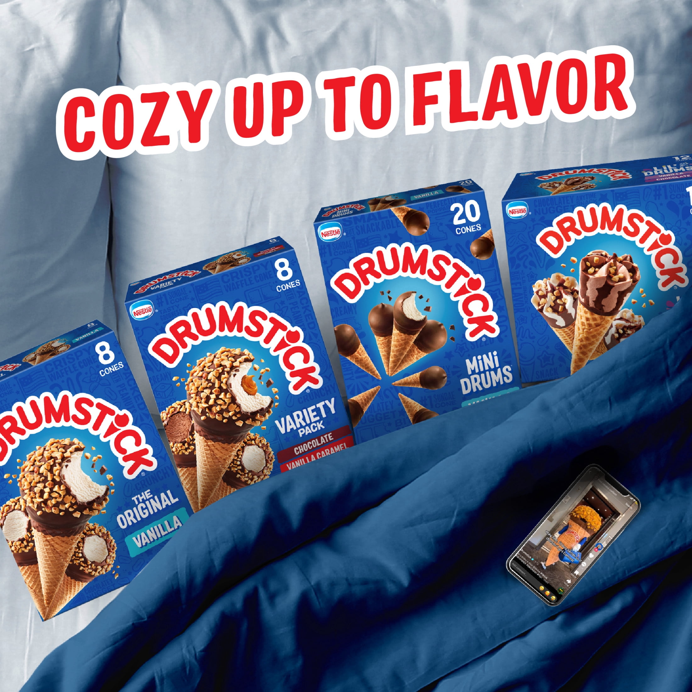 Drumstick Vanilla Caramel Sundae Cones, Kosher, 4 Count