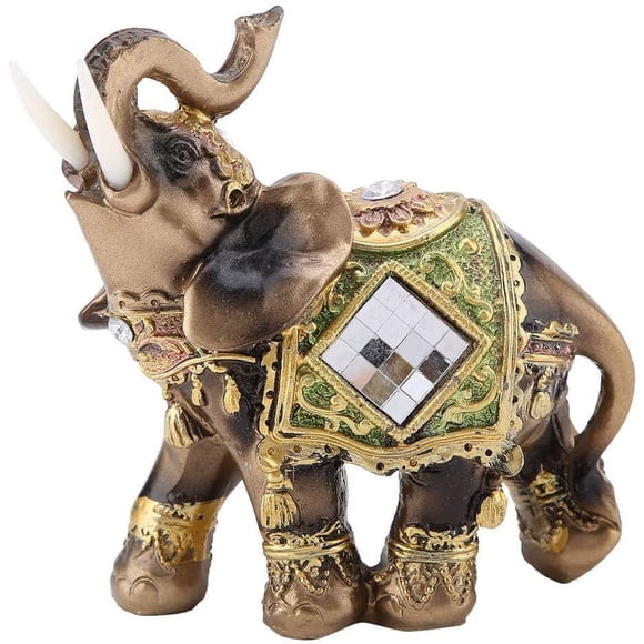 Green Elephant Lucky Feng Shui Statue Sculpture Chinese Feng Shui Wealth Lucky Elephant Figurine for Home Office Decoration Good Lucky Gift(M)