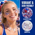 thumbnail image 4 of Red White Blue Hair Glitter Stick, 4th of July American Flag Star Face and Body Glitter, Fourth of July Accessories, Waterproof Glitter Makeup for Women for Football Game(G), 4 of 8