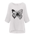 thumbnail image 4 of Camiseta holgada de manga 3/4 con cuello redondo y estampado a la moda para mujer Fridja  fjkfkj3428, 4 of 5