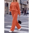 thumbnail image 4 of Cueply Two Piece Sets for Women Outfits Fall Lounge Set Sweatshirt Knit Pullover Sweater Tops Wide Leg Pants, 4 of 9