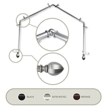 Contemporary Home Living 201-Inch Silver Bendable 4-Sided Bay Window Curtain Rod With an Oval Knob