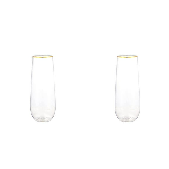 SUTENGDA Flûtes à Champagne Sans Pied Ensemble de 2 Verres en Cristal. Flûte à Vin Prosecco Verres Mimosa Ensemble de Verres à Cocktail Verre à Eau Verre Highball Plastique