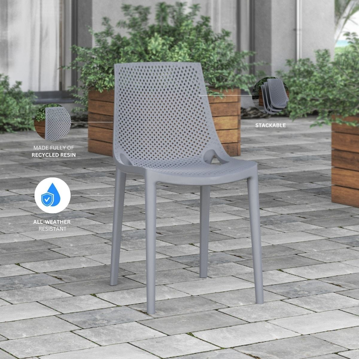 Amazonia Saralegui 5-Piece Solid Wood 100% FSC Octogonal Patio Dining Set, Gray Chairs, Seating Capacity: 4