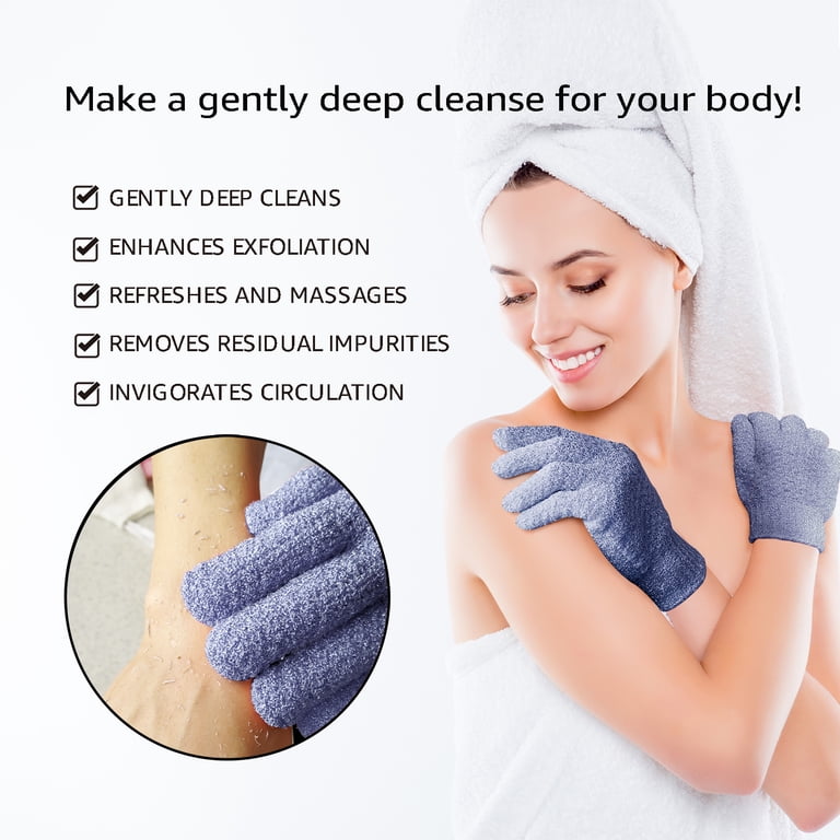 EvridWear Exfoliating Dual Texture Bath Gloves, Purple photo 3
