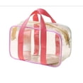 thumbnail image 2 of Clear Toiletry Bag for Travel - Waterproof Transparent Makeup Cosmetic Bag with Zipper, Carry On Organizer for Women & Men, Pink Portable Storage Pouch, 2 of 9