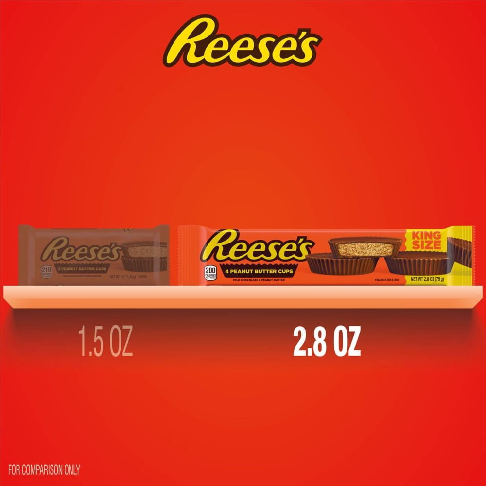 REESES Milk Chocolate King Size Peanut Butter Cups Candy Pack 2.8 oz - Pack of 3