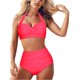 thumbnail image 3 of Gibobby Bañador de Bikini Mujeres Conjunto Bikini Retro Vintage Pieza Cintura Traje de baño Estampado fruncido Dos trajes de baño Tankinis Conjunto(Rosa caliente,M), 3 of 3