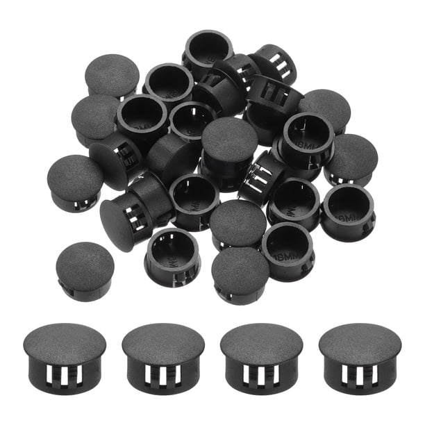 Tapones de agujero redondos negros Uxcell de 64 piezas de 17 mm (2/3') tipo de tapón de agujero de nylon plástico