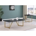 thumbnail image 2 of 2pc Black Wood Coffee Table Set with Gold Painted Legs, 2 of 2