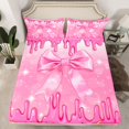 thumbnail image 2 of jejeloiu Kawaii Cartoon Bow Twin Sheet Sets,Pink Ice Cream Pattern Bedding For Girl Kids 3 Pieces, 2 of 7