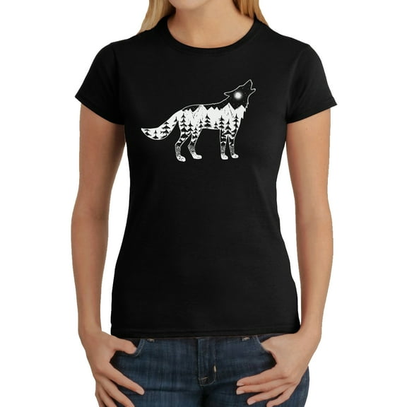 Women's Word Art T-Shirt - Howling Wolf