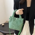 thumbnail image 4 of Bolso de hombro de pana para mujer, bandolera de color liso con correa ajustable y asa superior para desplazamientos diarios por la calle., 4 of 8