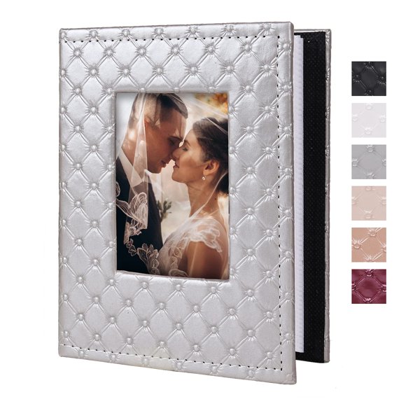 Álbum de Fotos RECUTMS 4x6 - Cuero PU Grano Botón con 100 Bolsillos