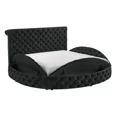 thumbnail image 2 of 1pc Glam King Tufted Headboard Upholstered Storage Round Bed Black Bedroom Furniture, 2 of 6