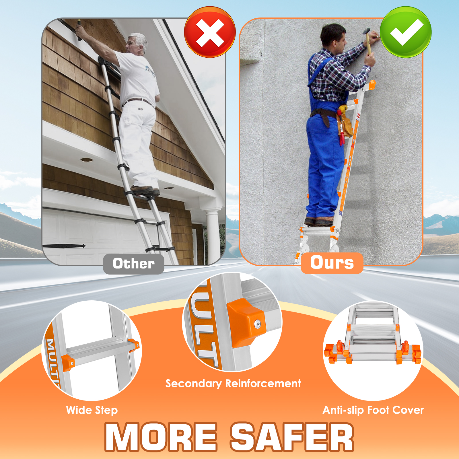 LeveLeve 17-Foot Multi-Position Aluminum Ladder photo 3