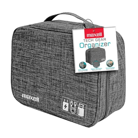 Maxell Soft Shell Electronic Carrying Case with Mesh Pockets, for USBs, Gray