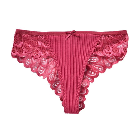 Alitao Thongs for Women Womens Underwear No Show Underwear Stylish Women S Panties Breathable Seamless Lace Lace Plus Size Thong Cheeky Underwear Panties for Women Red 3XL