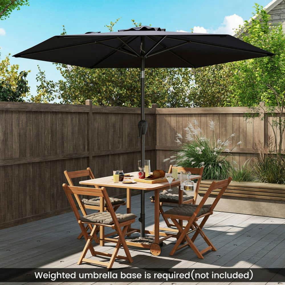 Demifill 7.5 Feet Outdoor Patio Heavy Duty Market Umbrella, Shade with Push Button Tilt for Patio, Garden, Backyard, Black
