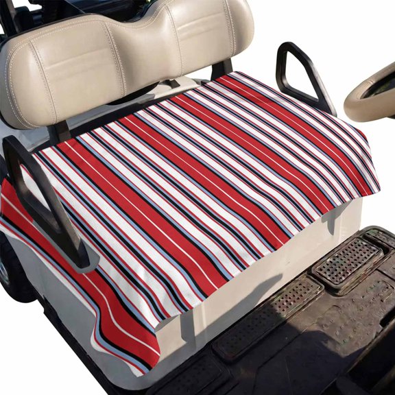 Golf Cart Seat Cover Red Striped Club Car Golf Cart Seat Covers Soft Absorbent Golfcart Towel Blanket Geometric Vertical Stripes Golf Seat Covers for Cart Decor Fits 2 & 4 Passenger 51"x31"