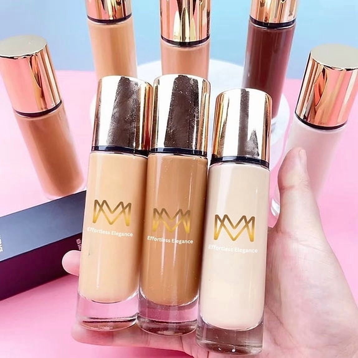 MM Effortless Elegance Liquid Foundation – Full Coverage Matte Finish Makeup, Long-Lasting, Oil Control & Flawless Skin
