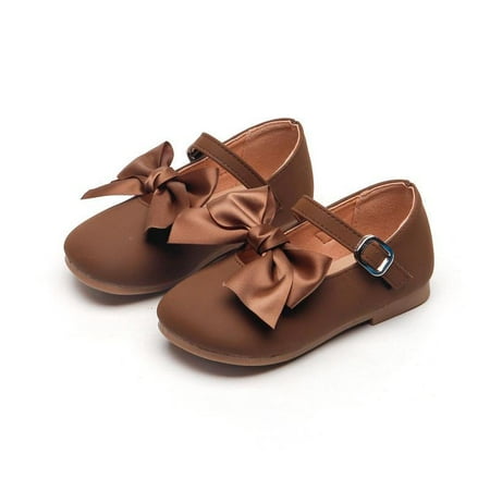 

HuaAngel Toddler Girls Little Girls Large Satin Ribbon PU Leather Square Toe Matte Mary Jane Casual Shoes W399 Sizes 6.5C-2.5Y
