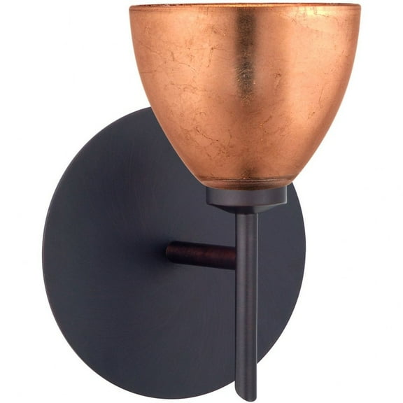 1SW-1758CF-LED-BR Besa Lighting Divi-One Light Mini Wall Sconce-5 Inches Wide by 5.88 Inches High-Bronze Finish-Copper Foil Bound Glass Color-LED