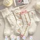 thumbnail image 3 of Cute Pink White Women Ankle Sock Stripe Lettuce Trim Knitted Comfy Embroidered Girl Sock Gift 5, 3 of 5