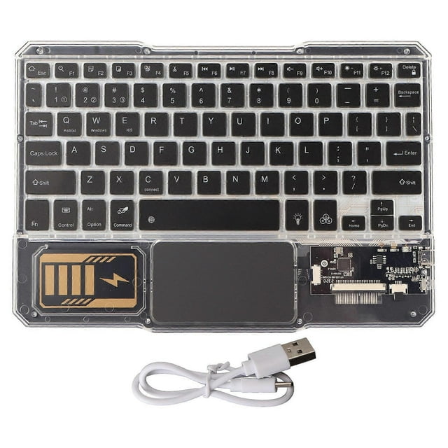 Bluetooth Keyboard Rechargeable Transparent Wireless Keyboard with 7 Colors Backlits for Mate Tablet Black