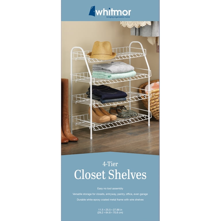 Whitmor 4-Tier Accessory Shelves Shoe Rack, White photo 6