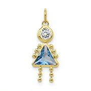 JEWELRYWEB 10k Yellow Gold Polished March Girl Charm Pendant Necklace Measures 20x10mm Wide Jewelry for Women