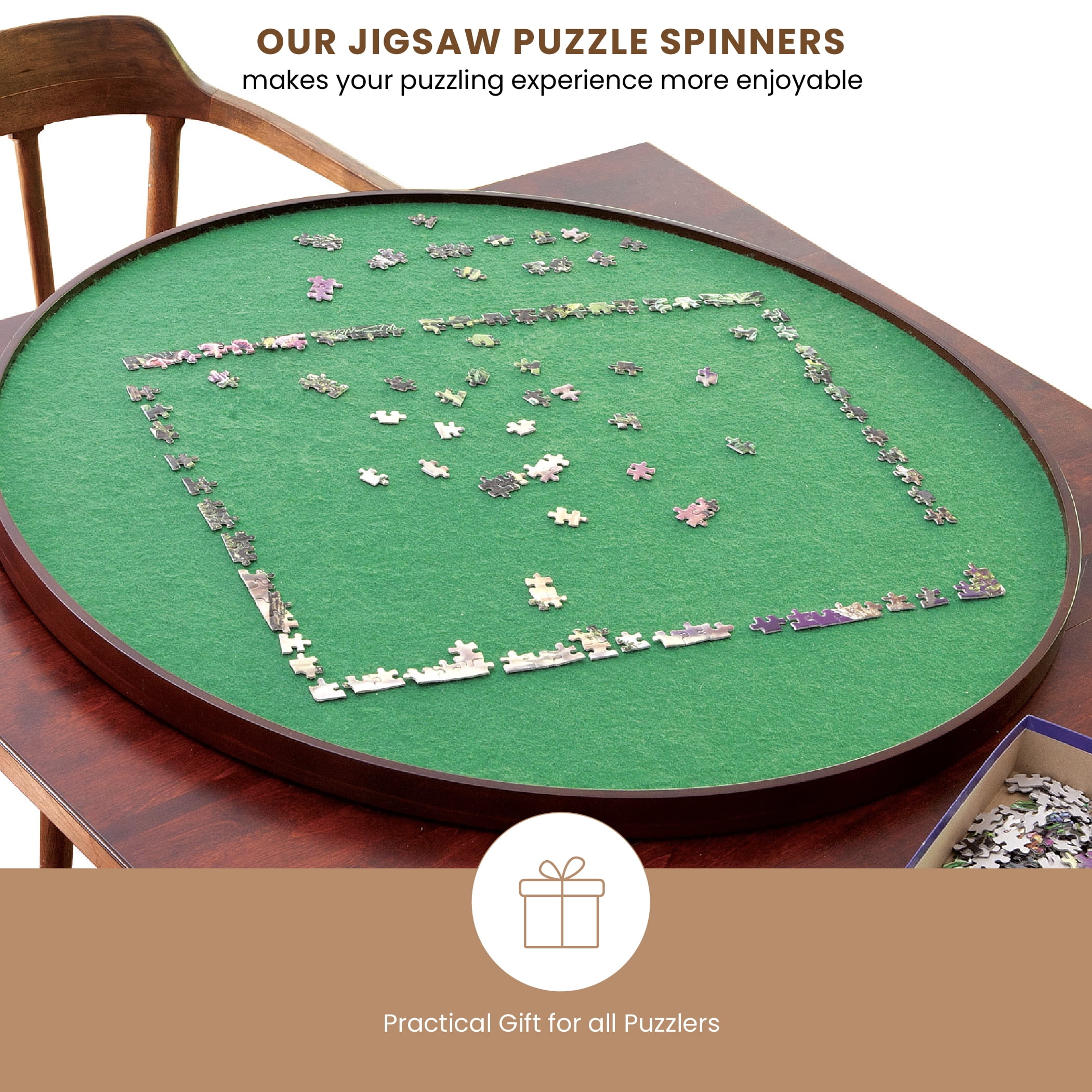 Bits and Pieces - Round Jigsaw Puzzle Spinner Surface 34" - Puzzle Accessories - Lazy Susan Puzzle Table Surface Fits 1000 Piece Puzzles