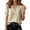 Beige, variant on Women Shirts Blouses Summer Casual Boho Puff Short Sleeve Button Down Loose Fit Tunic Shirts O-Neck Classic Solid Color Tops