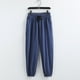 thumbnail image 1 of Pantalones largos para hombre, de color liso, holgados, con cordón y bolsillo de lino, informales, deportivos, hasta el tobillo, de poliéster., 1 of 7