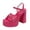 Hot Pink, variant on Studded Platform Dressy Sandals for Women Ladies 2026 Summer Fashion Casual Leathr Square Toe Chunky Ultra High Heels Shoes Business Office Black Size 8