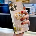 thumbnail image 4 of iPhone 14 Pro Max Case, 3D Butterfly Built in Kickstand Rhinestones Shockproof Ring Stand Cover Bling Marble Shell Glitter Girly Women Phone Cover for iPhone 14 Pro Max 6.7 inch 2022 (Gold), 4 of 4